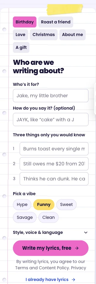 RapSong details screen