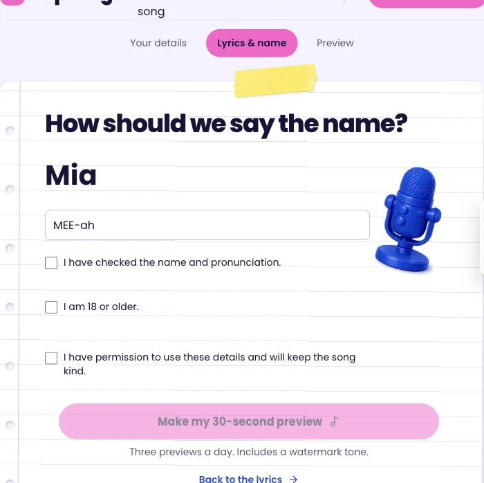 RapSong pronunciation screen